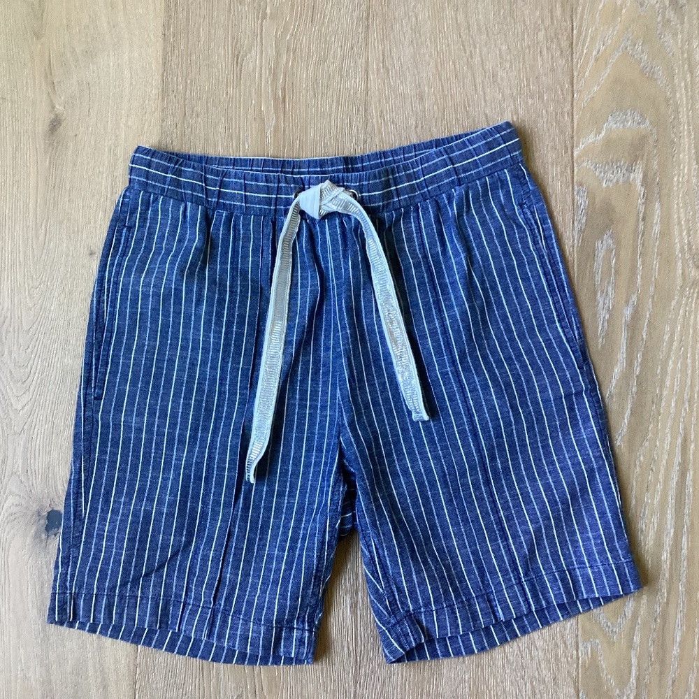 J.Crew SZ 00 Indigo Striped Pull-on Cotton Blend Women’s Silver Drawstring Short